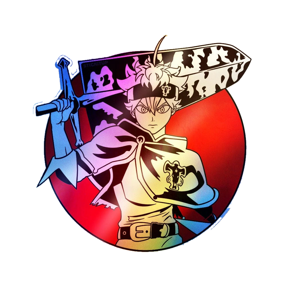 Anime Samurai Red Circle Holographic Stickers